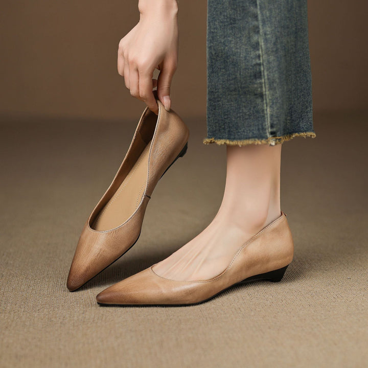 Irella | Chic Pointed Toe Genuine Leather Flats