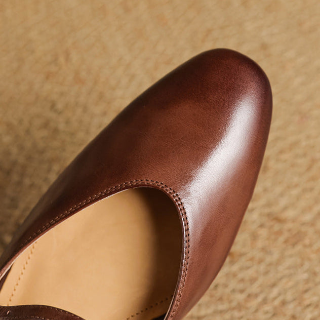 Margot | Elegant Brown Leather Mary Jane Mules With Cushioned Sole