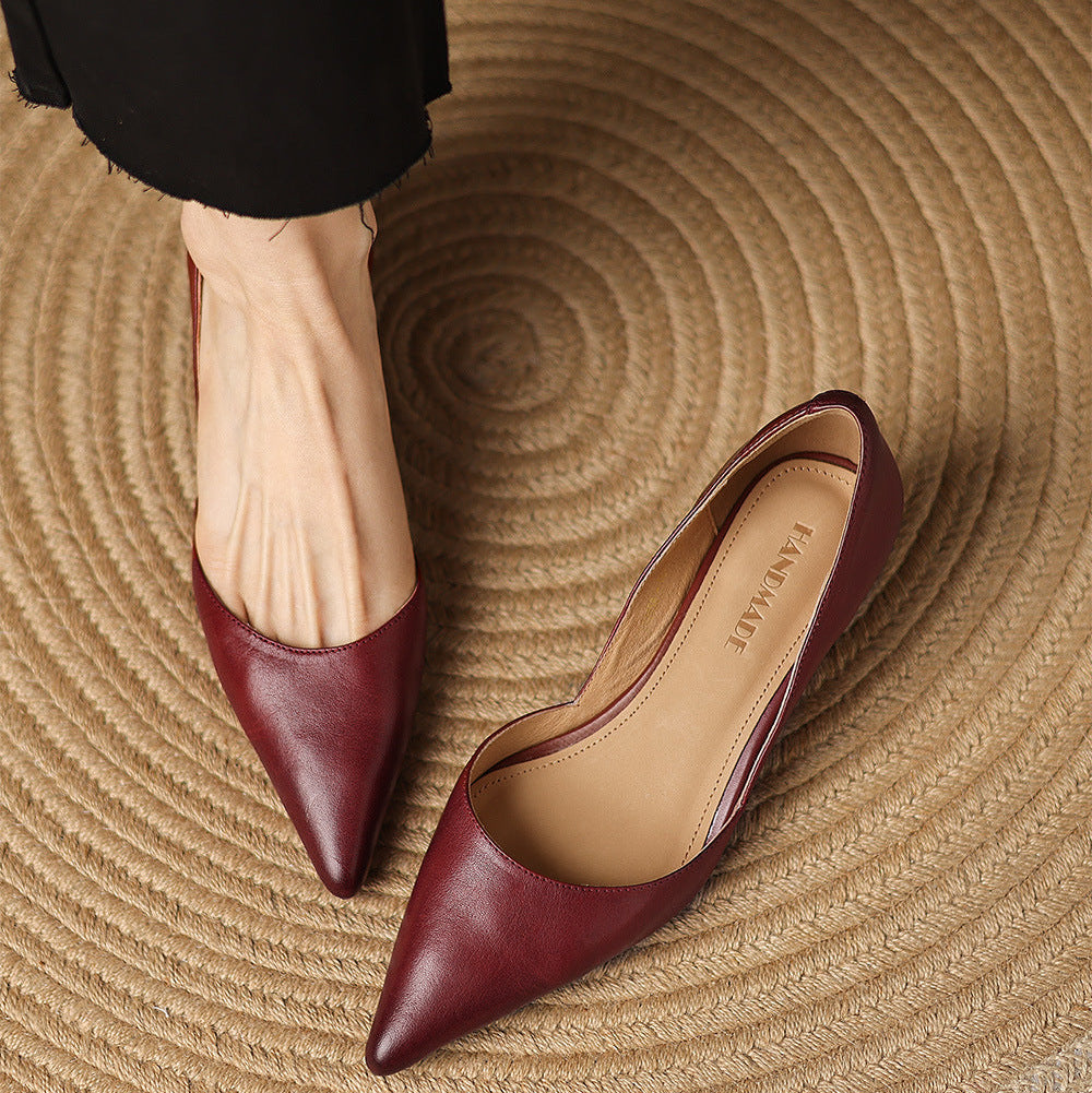 Cordelia | Elegant Pointed Toe Kitten Heels In Genuine Leather