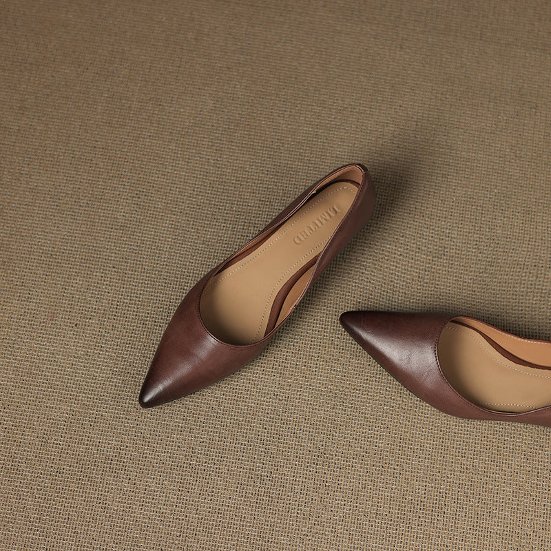 Irella | Elegant Pointed Toe Genuine Leather Flats