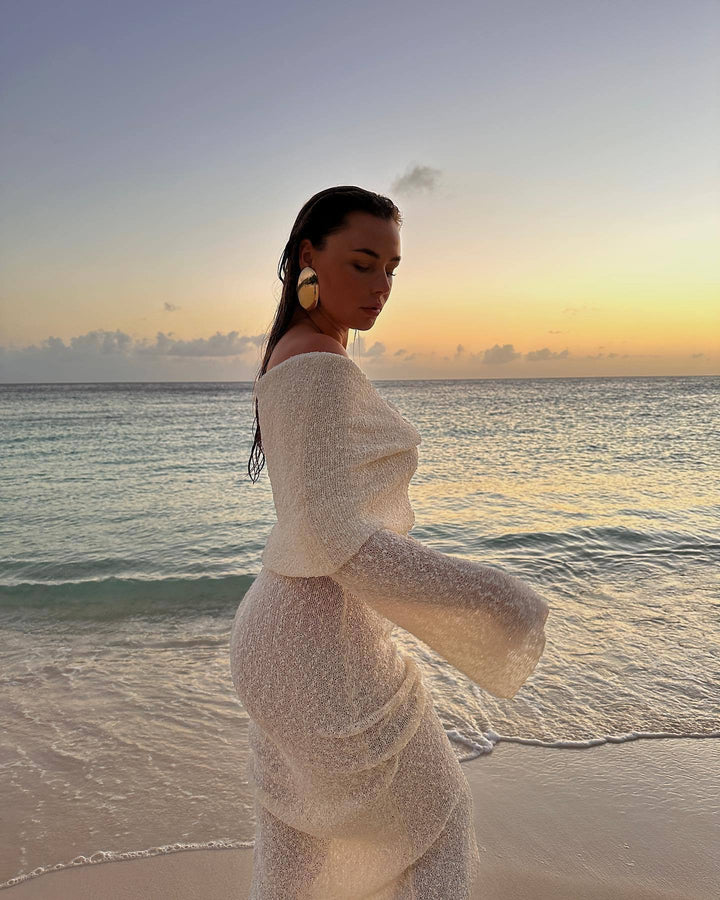 Riley | Elegant Off-Shoulder Maxi Maternity Dress