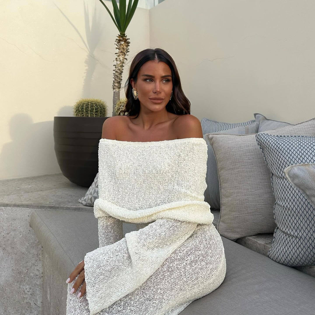 Riley | Elegant Off-Shoulder Maxi Maternity Dress