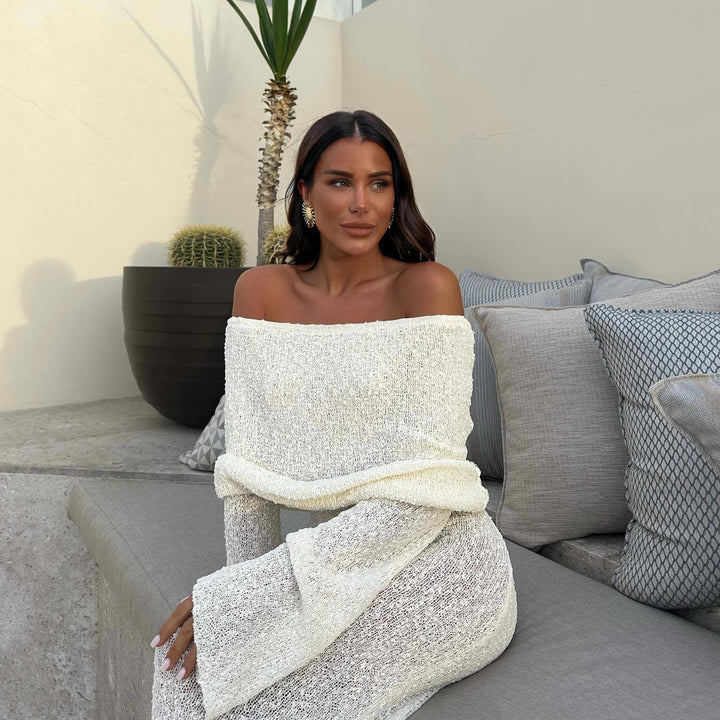 Riley | Elegant Off-Shoulder Maxi Maternity Dress