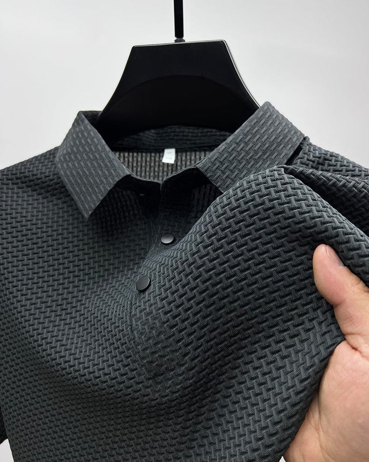 Celeste | Elegant Waffle Knit Short Sleeve Polo Shirt