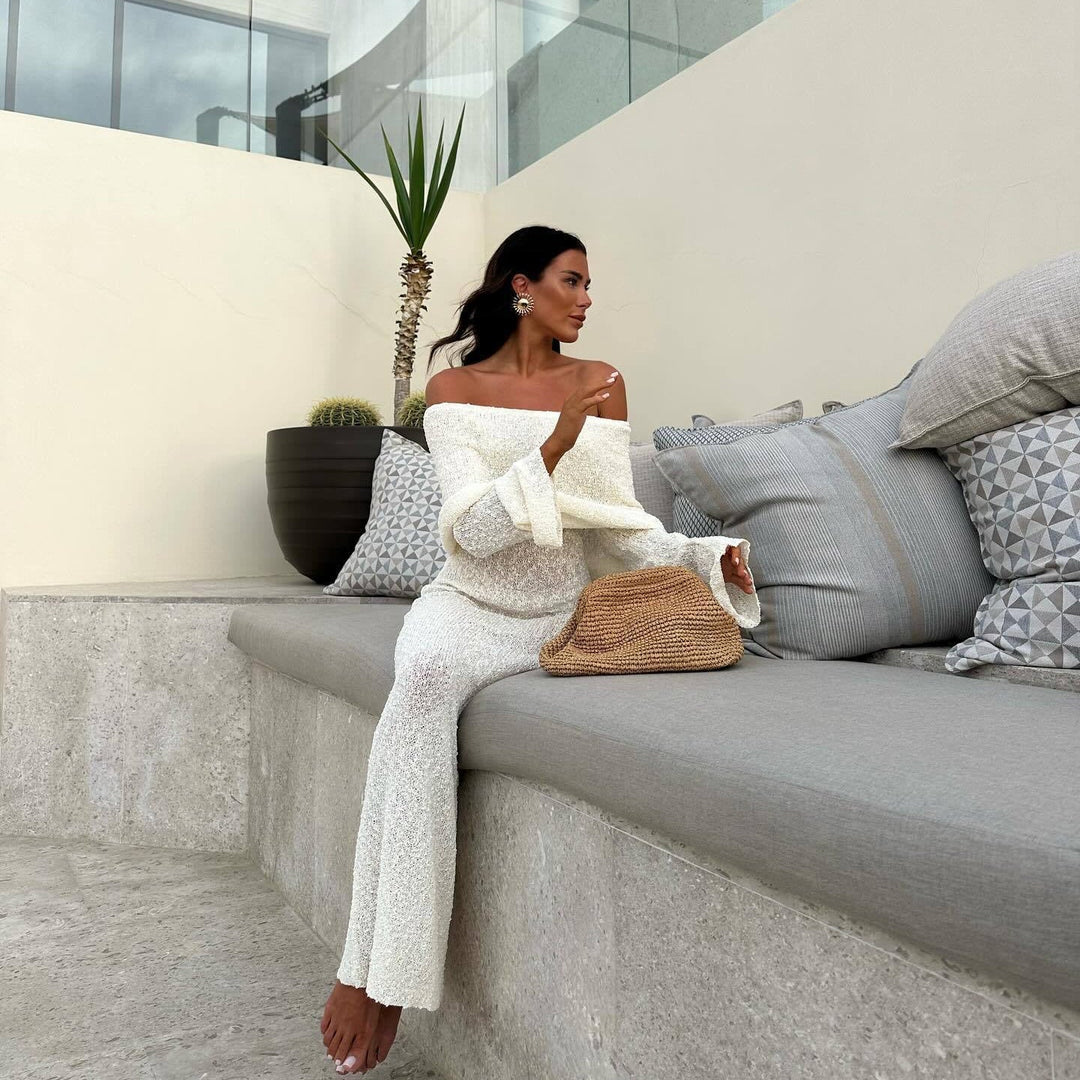 Riley | Elegant Off-Shoulder Maxi Maternity Dress