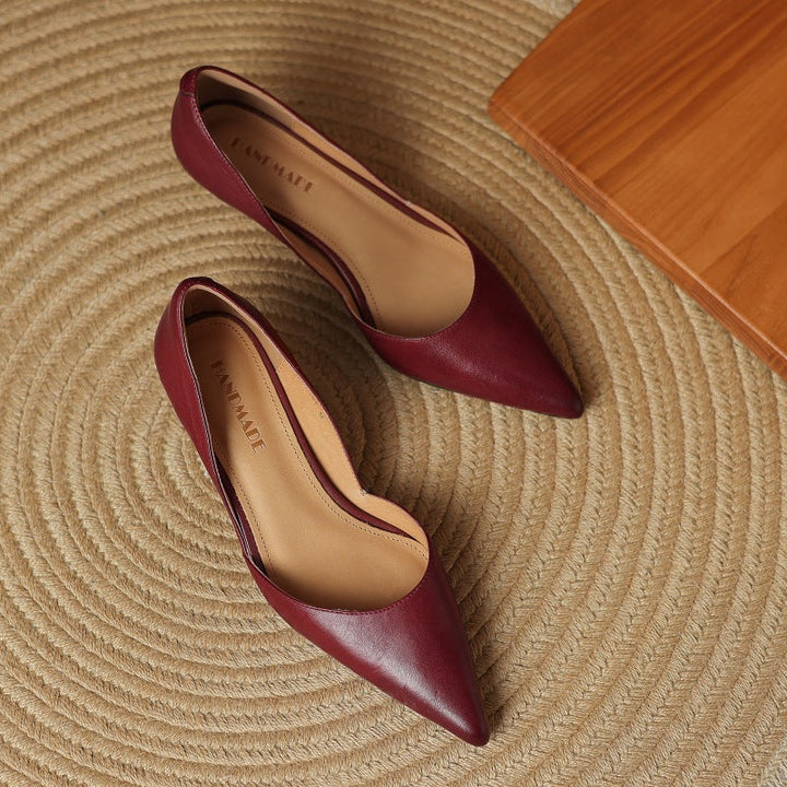 Cordelia | Elegant Pointed Toe Kitten Heels In Genuine Leather