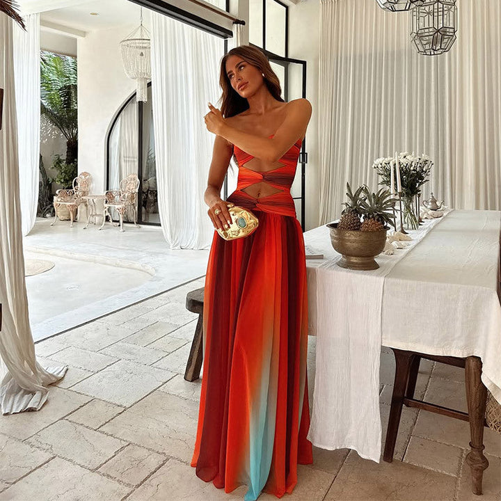 Hannah | Chic Strapless Ombre Maxi Dress