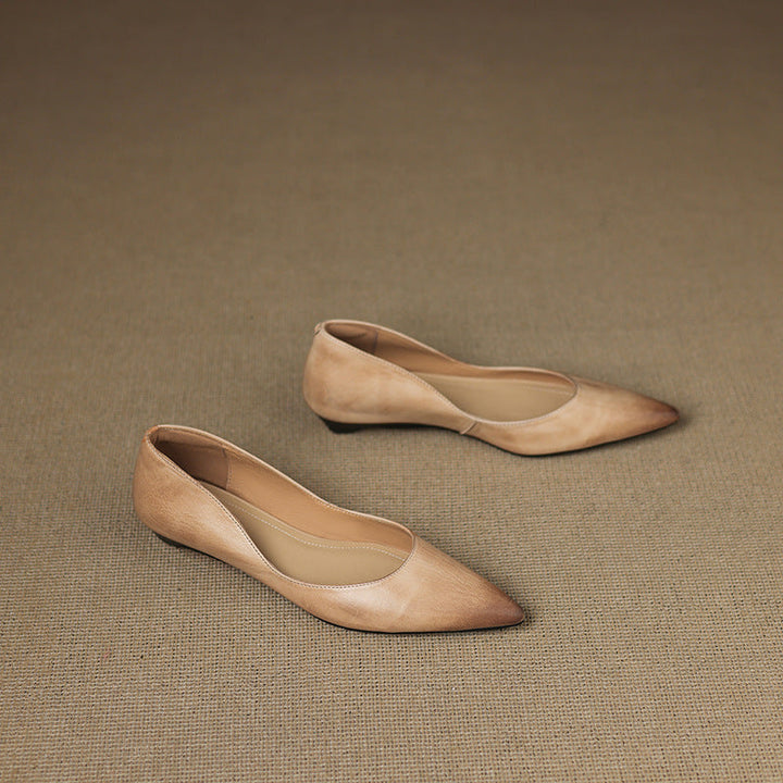 Irella | Chic Pointed Toe Genuine Leather Flats