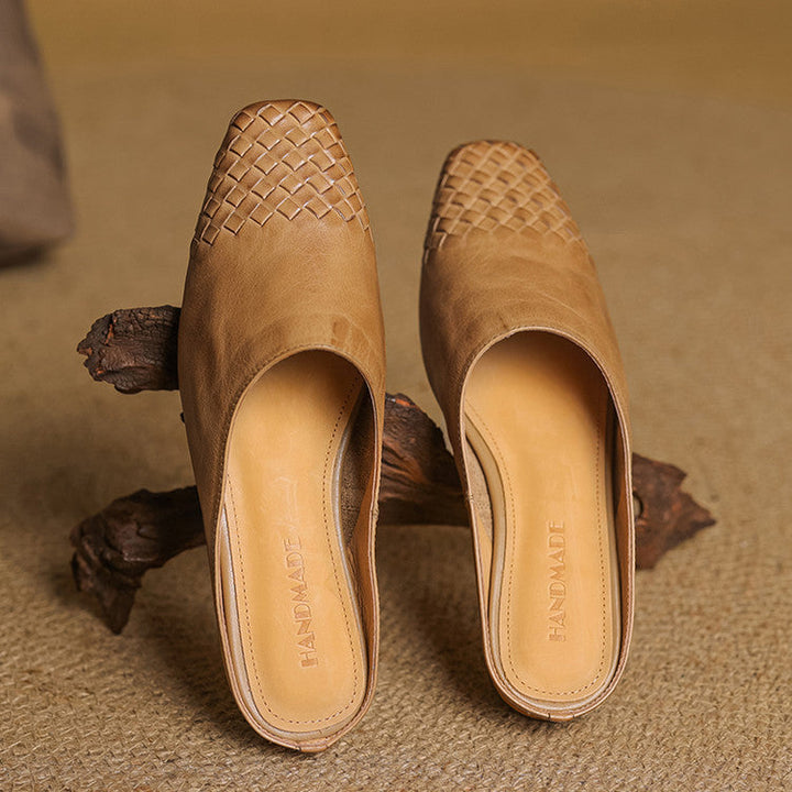 Penelope | Chic Woven Leather Mules With Slip-On Comfort