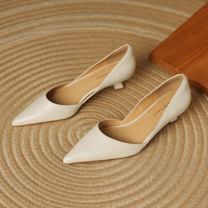 Cordelia | Elegant Pointed Toe Kitten Heels In Genuine Leather