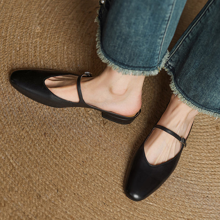Merisa | Elegant Brown Leather Mary Jane Mules With Cushioned Insole
