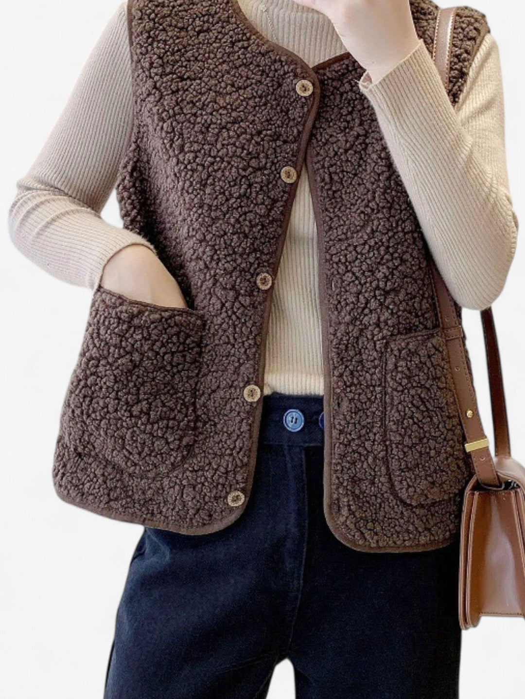 Felicity | Chic Sherpa Fleece Button Down Sleeveless Vest