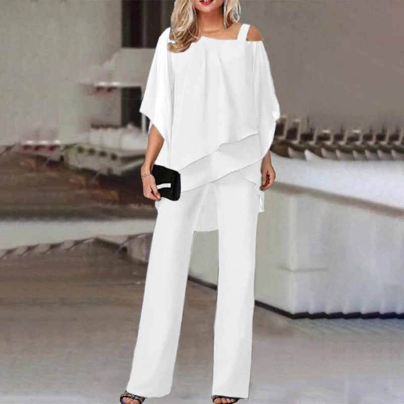 Fallon | Elegant Off-Shoulder Two Piece Set With Wide Leg Pants