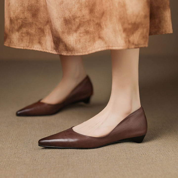 Irella | Elegant Pointed Toe Genuine Leather Flats