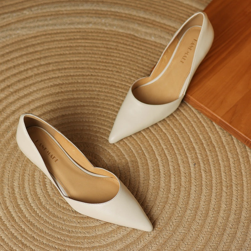 Cordelia | Elegant Pointed Toe Kitten Heels In Genuine Leather