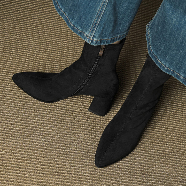 Alora | Stylish Brown Suede Block Heel Ankle Boots