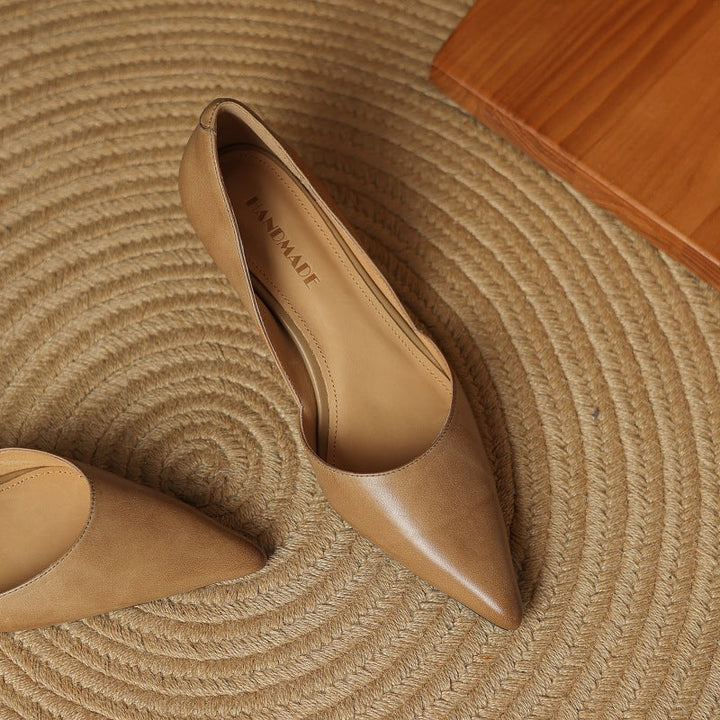 Cordelia | Elegant Pointed Toe Kitten Heels In Genuine Leather