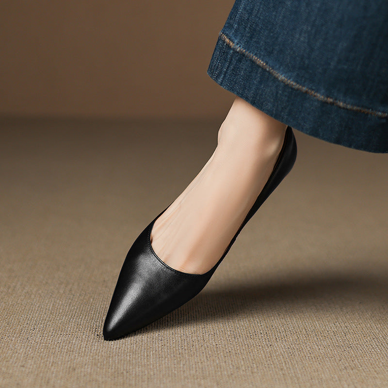 Irella | Elegant Pointed Toe Genuine Leather Flats