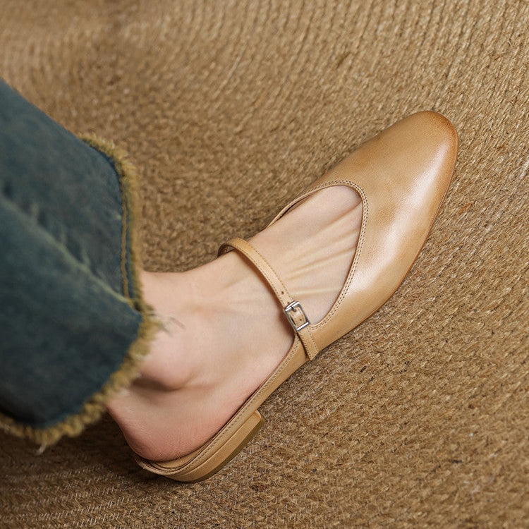 Margot | Elegant Brown Leather Mary Jane Mules With Cushioned Sole