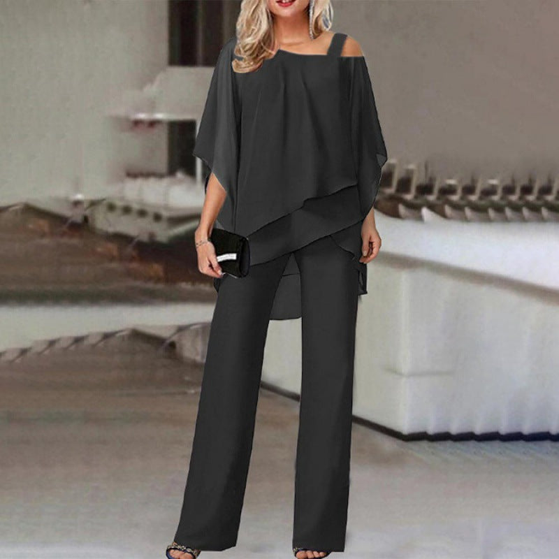 Fallon | Elegant Off-Shoulder Two Piece Set With Wide Leg Pants