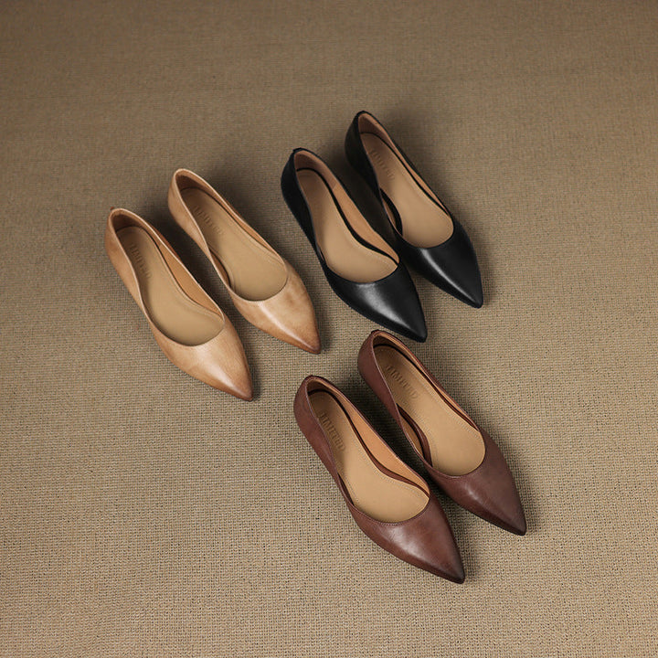 Irella | Chic Pointed Toe Genuine Leather Flats