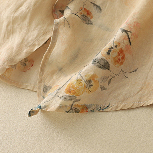 Elyse | Elegant Floral Sleeveless Blouse With Mandarin Collar