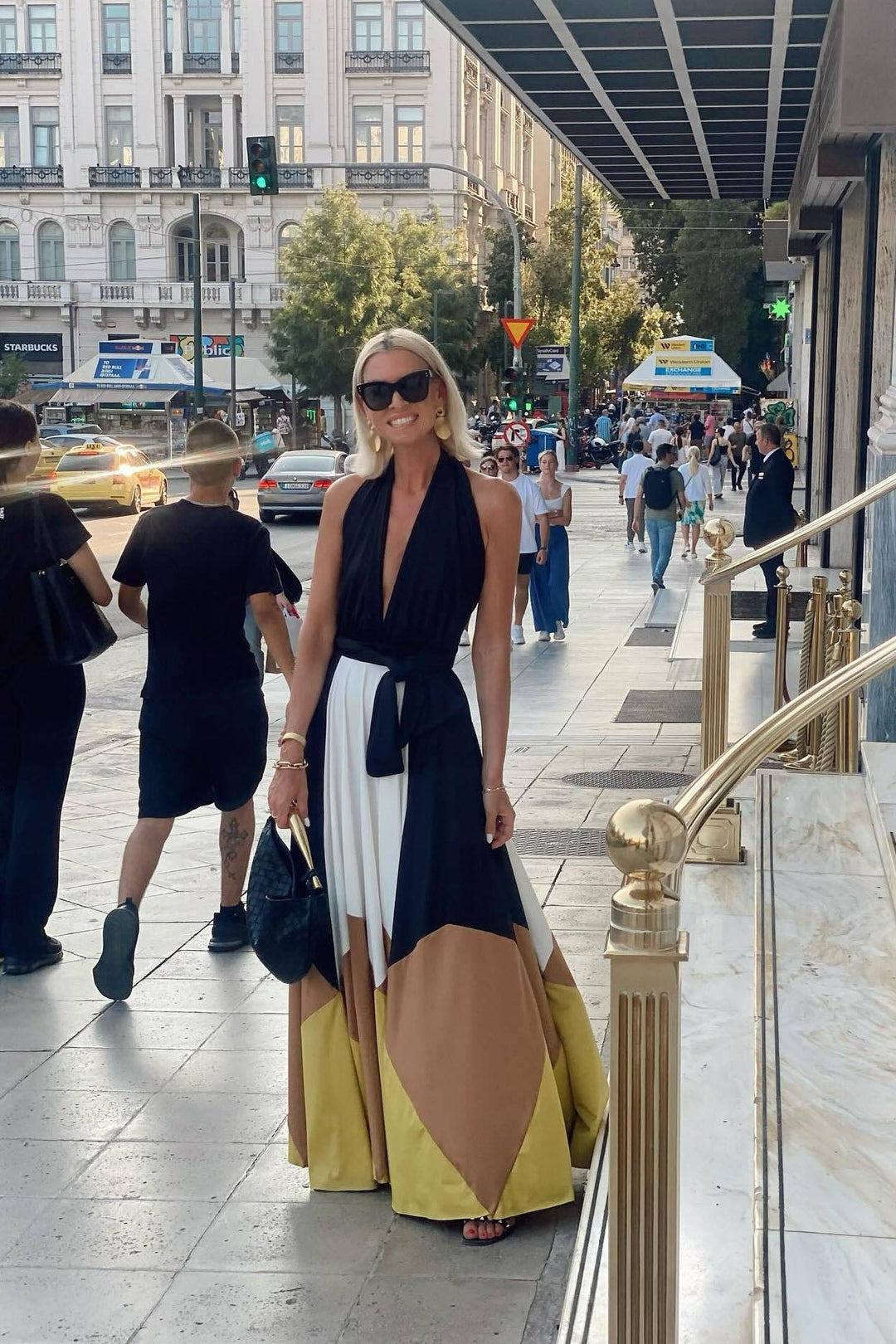 Cordelia | Elegant Color Block Halter Maxi Dress Women