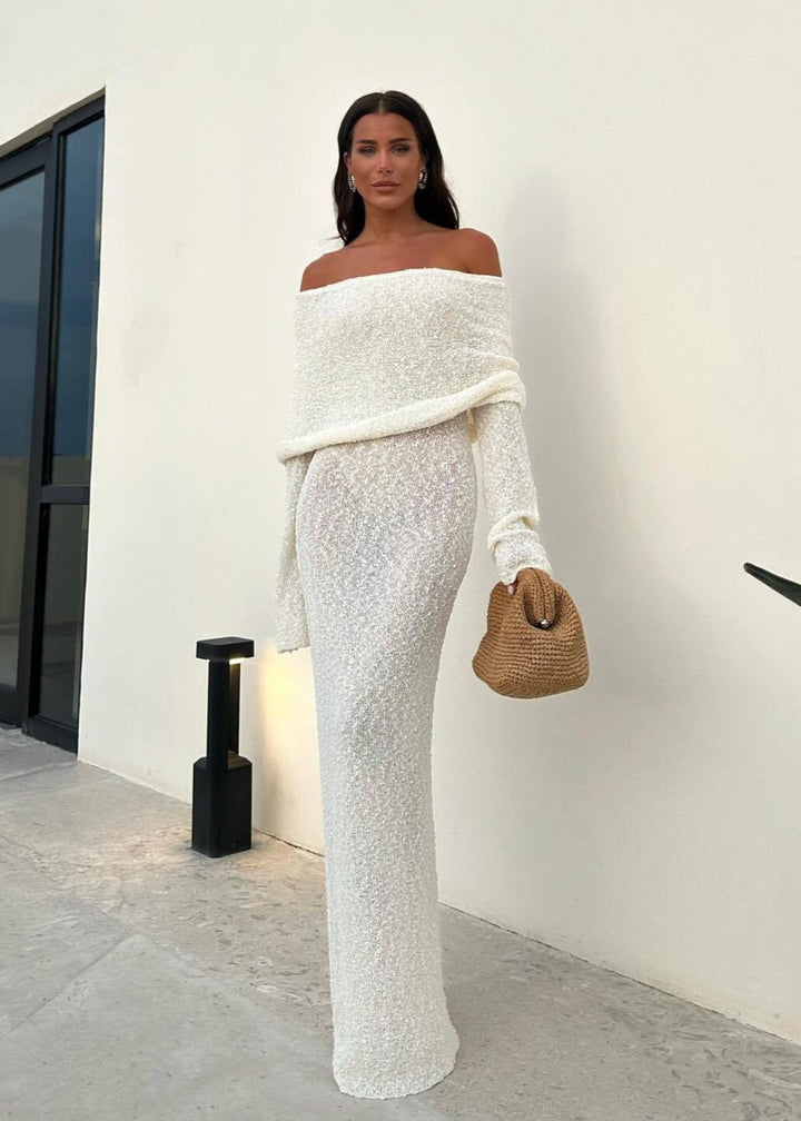 Riley | Elegant Off-Shoulder Maxi Maternity Dress