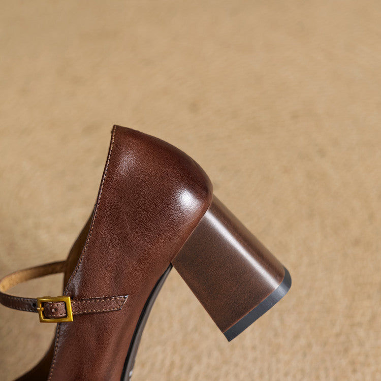 Lenara | Elegant Square Toe Mary Jane Block Heels