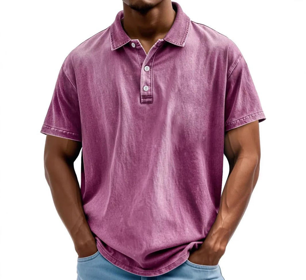 Phoebe | Stylish Men's Washed Vintage Polo Shirt With Short Sleeves