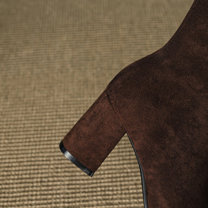 Rosanna | Chic Brown Suede Ankle Boots With Block Heel