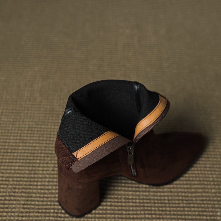 Rosanna | Chic Brown Suede Ankle Boots With Block Heel