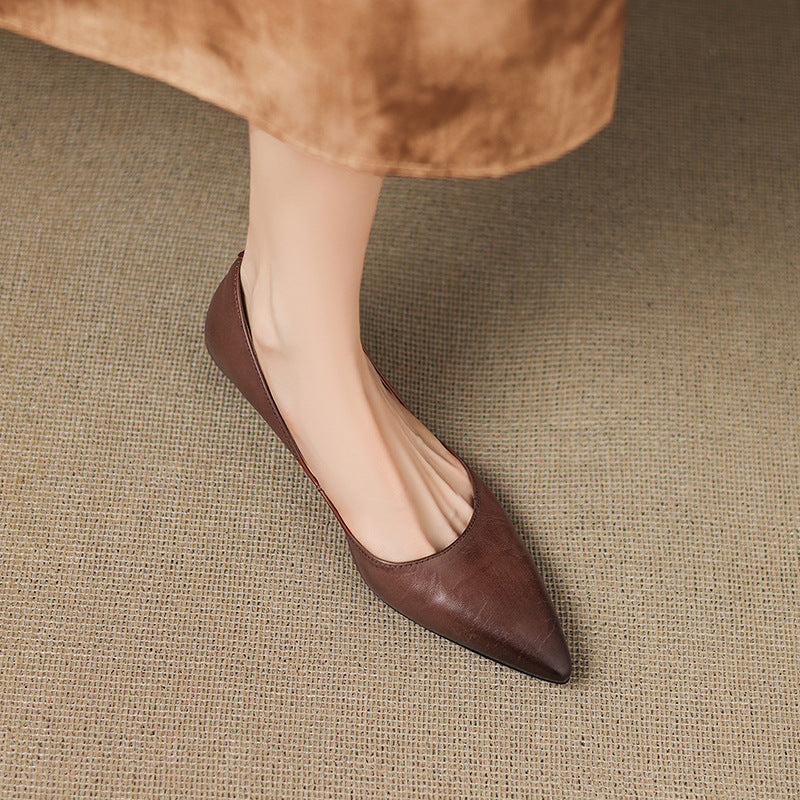 Irella | Chic Pointed Toe Genuine Leather Flats