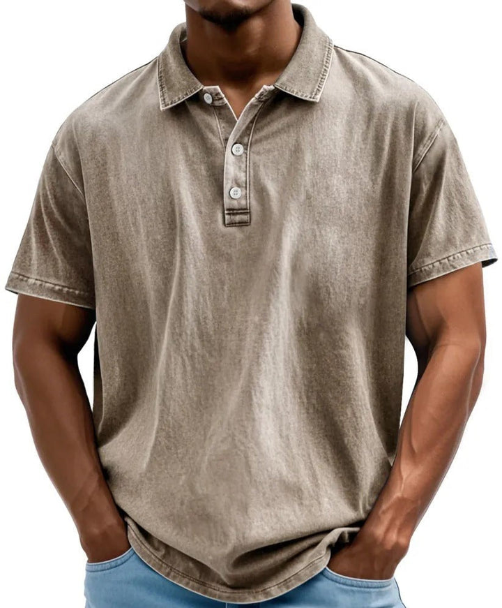 Phoebe | Stylish Men's Washed Vintage Polo Shirt With Short Sleeves