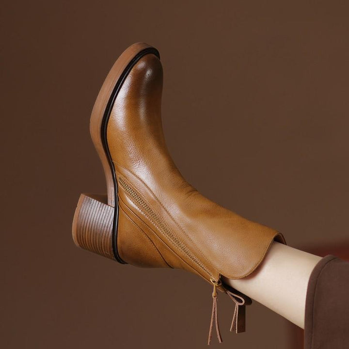 Stella | Sleek Double-Zip Block Heel Ankle Boots