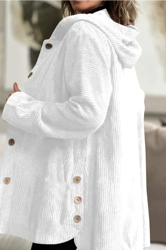 Cordia | Stylish Hooded Corduroy Jacket With Button Front