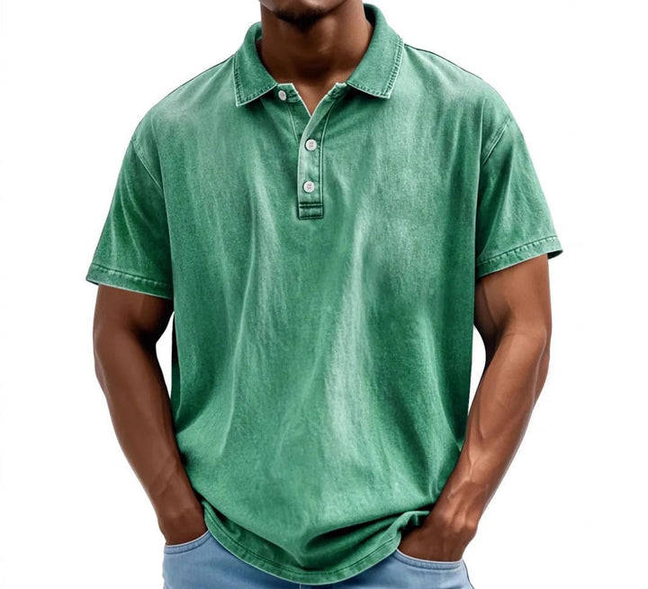 Phoebe | Stylish Men's Washed Vintage Polo Shirt With Short Sleeves