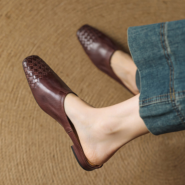 Penelope | Chic Woven Leather Mules With Slip-On Comfort