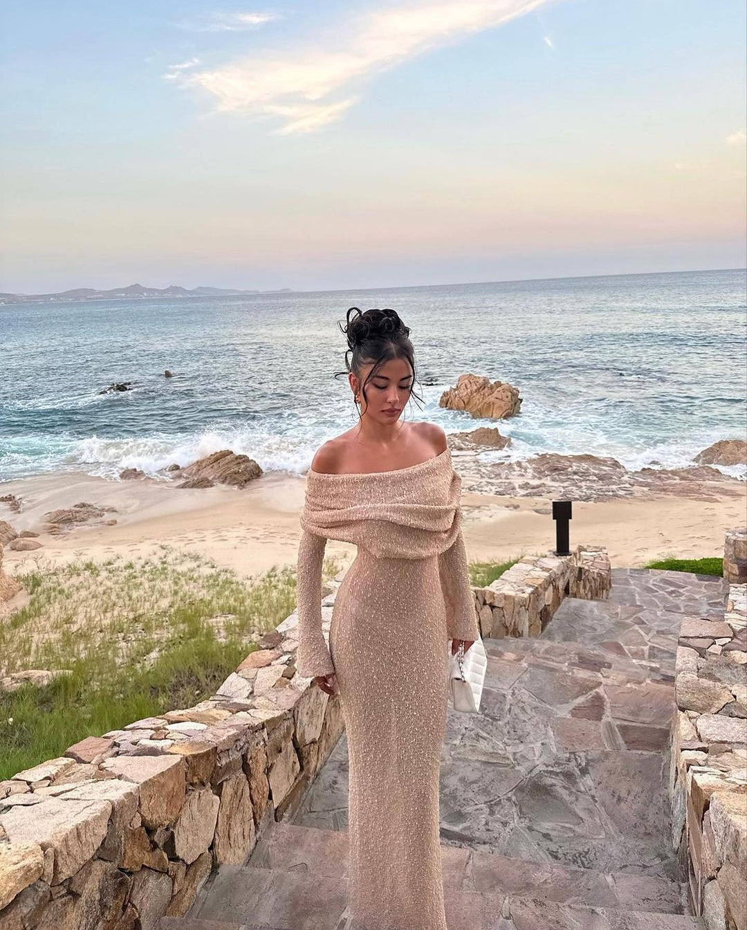 Riley | Elegant Off-Shoulder Maxi Maternity Dress