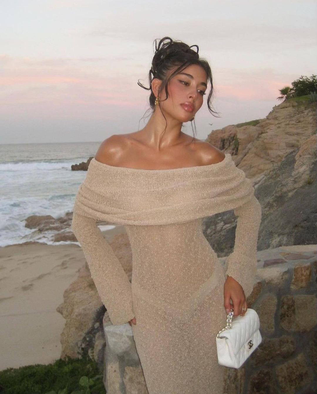 Riley | Elegant Off-Shoulder Maxi Maternity Dress