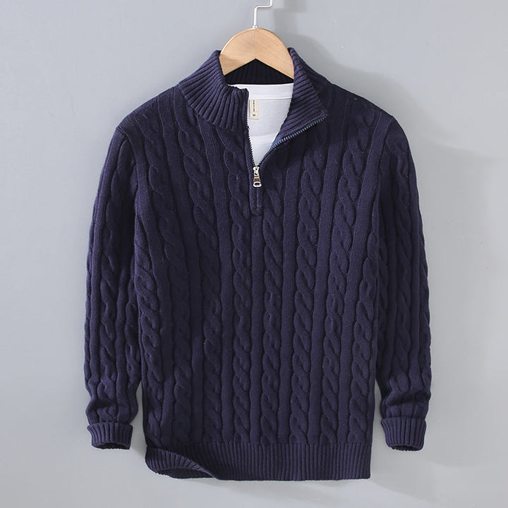 Bradley | Zip Neck Cable Knit Sweater for Men