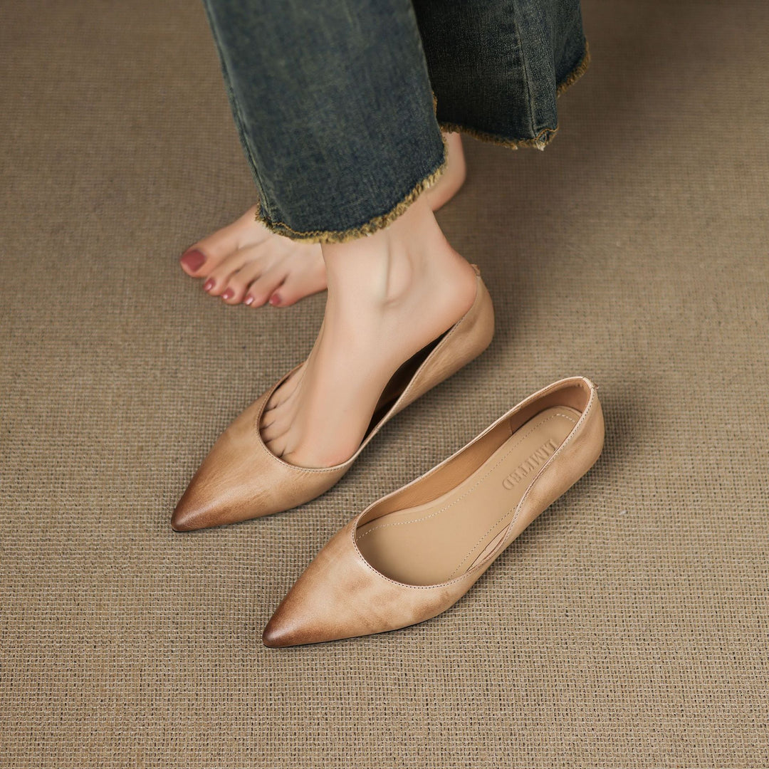 Irella | Chic Pointed Toe Genuine Leather Flats