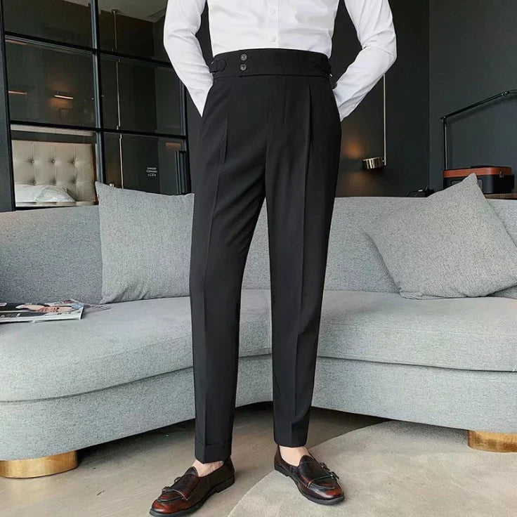 Nora | Elegant High-Waisted Pleated Formal Trousers