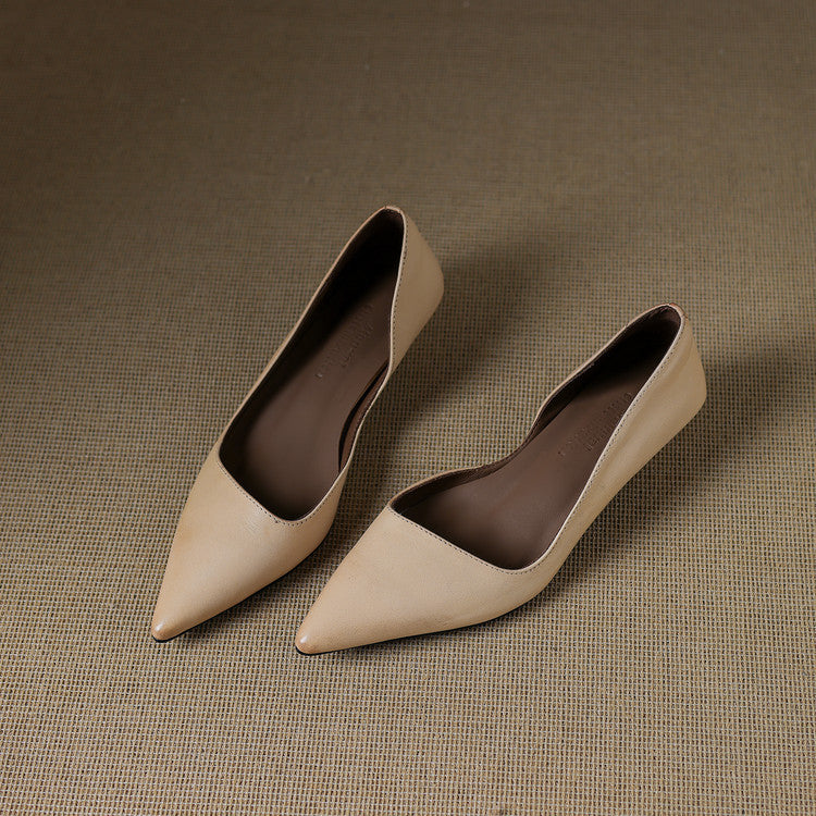 Vienna | Elegant Pointed Toe Red Leather Kitten Heel Pumps