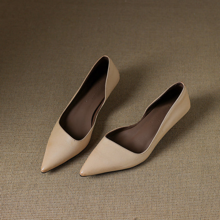 Vienna | Elegant Pointed Toe Red Leather Kitten Heel Pumps