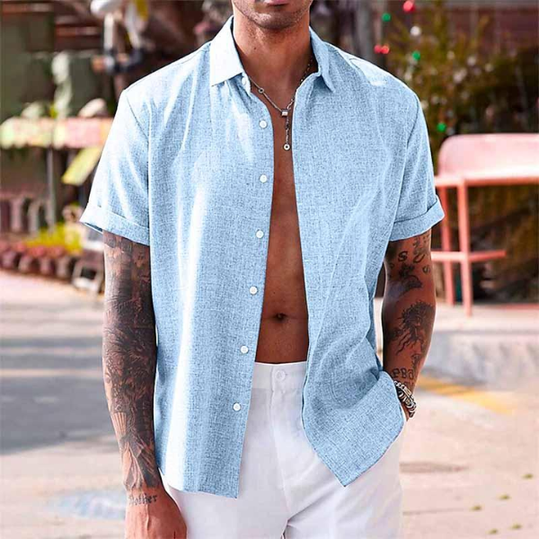 Harper | Stylish Short Sleeve Linen Button Up Shirt