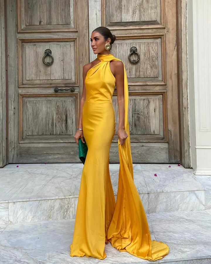 Sybil | Elegant One-Shoulder Mermaid Maxi Gown