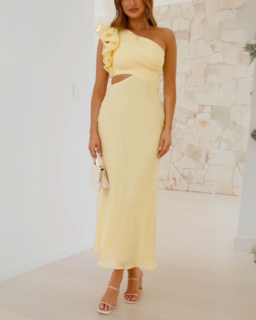 Tilly | Elegant One Shoulder Cutout Midi Dress