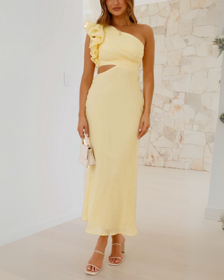 Tilly | Elegant One Shoulder Cutout Midi Dress