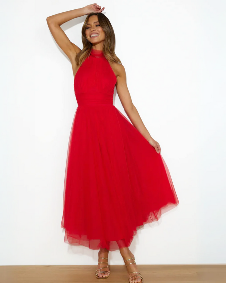 Beatrice | Elegant Halter Tulle Maxi Dress